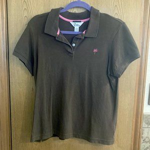 Lilly Pulitzer polo shirt, brown and pink, large